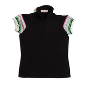 Colorful tape sleeve pullover