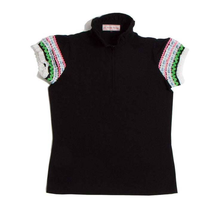 Colorful tape sleeve pullover