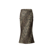 Leopard print semi -flare skirt