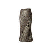Leopard print semi -flare skirt