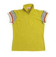 Colorful tape sleeve pullover