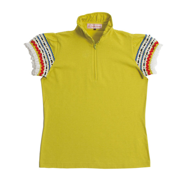Colorful tape sleeve pullover