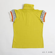 Colorful tape sleeve pullover