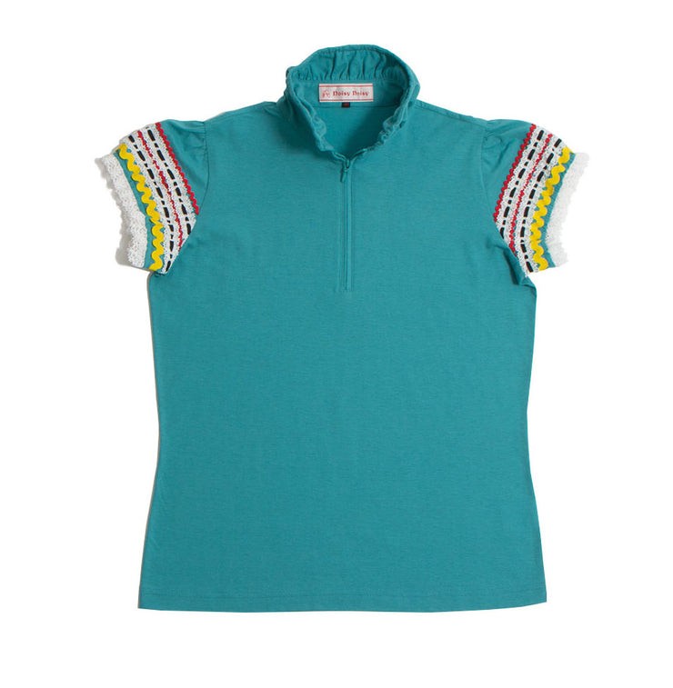 Colorful tape sleeve pullover