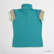 Colorful tape sleeve pullover