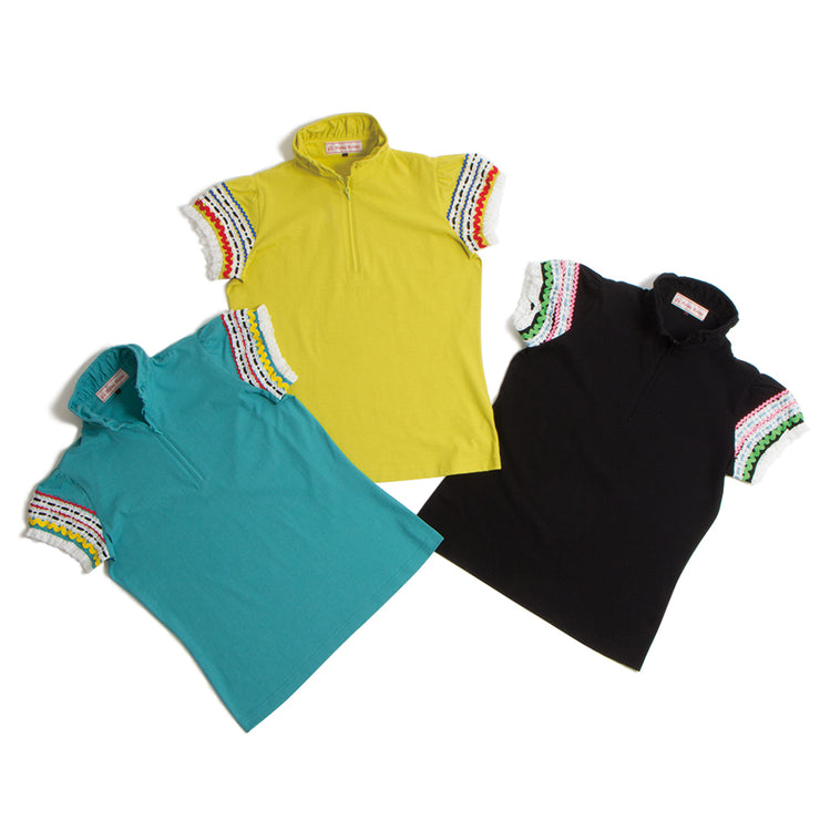 Colorful tape sleeve pullover